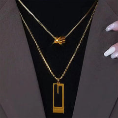 Layered Long Chain Minimalist Pendant Necklace