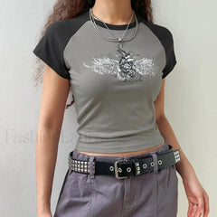Y2K Gothic Emo Black & White T-Shirt