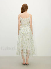 Floral Strappy X-Line Midi Dress