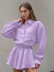 Winter Long Sleeve Shorts Two Piece Set