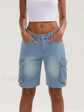 Casual Summer Denim Mid Rise Button Jeans Short
