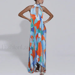 Draped Ethnic Hem Printed Maxi Dress