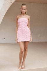 Strapless 3D Floral Bodycon Slim Floral Dress