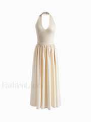 Halter Backless Pockets Dress