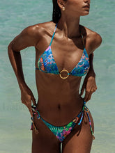 Printed Bandage High Cut Bikini Set