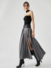 Pleated Split Maxi Trendy Skirt