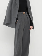 Middle Waist Solid Trendy Pocket Straight Leg Pants