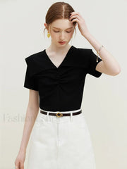 Doll Collar Slim Knitted Casual T-Shirt
