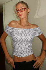 Polka Dot Backless Halter Slim Fit Crop Top