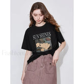 Letter Pattern Lyocell Slim Fit T-Shirt