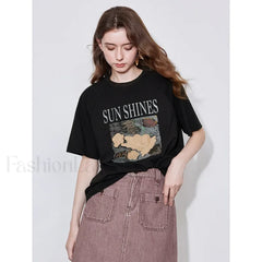 Letter Pattern Lyocell Slim Fit T-Shirt
