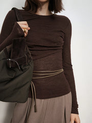 Double Layers Solid Trendy Long Sleeve Top