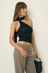 Sexy Tie Waist Bodycon Halter Halter Top