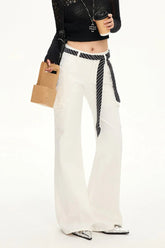 Stretch Slim Fit White Cargo Jeans
