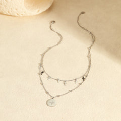 Vintage Double Strand Cross Pendant Necklace