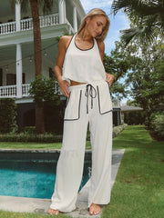 Cotton Lace Pajama Pants Two Piece Set