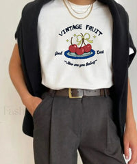 Vintage Chic Letter Printed T-Shirt