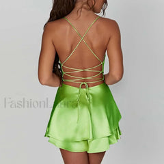 Satin Halter Pendant Mini Dress