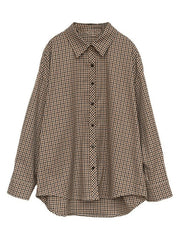 Vintage Long Sleeve Checkered Blouse