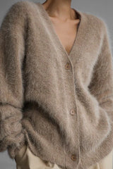 Faux Fur Blend V-Neck Cardigan