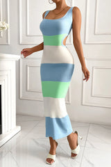 Backless Strap Tie-Dye Slim Sweater Dress