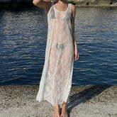 Flower Mesh Floral Dress Cover Up