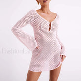 V-Neck Hollow Tunic Cover Up