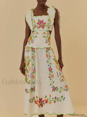 Patchwork Square-Collar Boho Dress