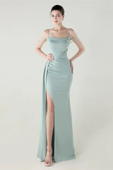 Satin Spaghetti Strap Mermaid Party Dress