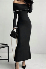 Off Shoulder Long Sleeve Sweater Dress