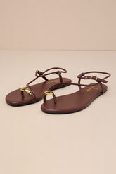 Hendron Chocolate Brown Flat Ankle Strap Sandals