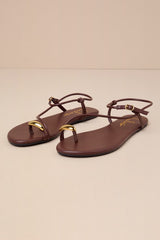 Hendron Chocolate Brown Flat Ankle Strap Sandals