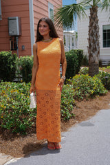 Sophia Crochet Maxi Dress-Orange