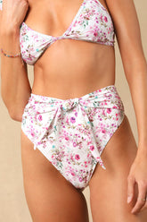 Tide Time White Floral Tie-Front Bikini Bottoms