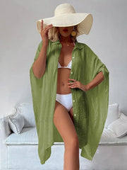 Single Breasted Turn-Down Collar Cover Up