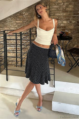 Polka Dot Fishtail Midi Skirt
