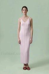 Knitted V-Neck Sleeveless Halter Maxi Dress