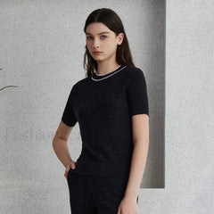 Crew Neck Wool Silk Knitted T-Shirt