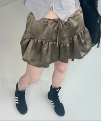Patchwork Silk Tutu A-line Skirt