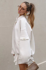 Loose Fit Stand Collar Wool Coat