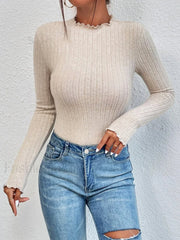 Ribbed Lettuce Trim Slim Bodysuit