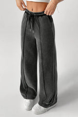 Drawstring Low Rise Washed Loose Straight Jeans