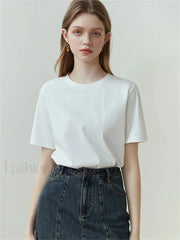 Solid White Round Neck T-Shirt