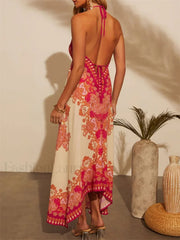 Retro V-Neck Maxi Floral Dress
