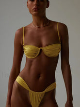 Solid Bandage High Cut Bikini Set
