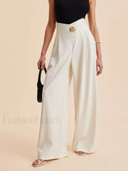 Embellished High-Waist Wide-Leg Pants
