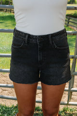 Josie Stretch Cut off Short-Washed Black