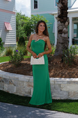 Abstract Chic Hardware Strapless Maxi Dress-Green