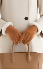 Windproof Fleece Lined Suede Touchscreen Gloves