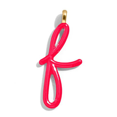Custom Cherry Red Enamel Script Letter Charm - F